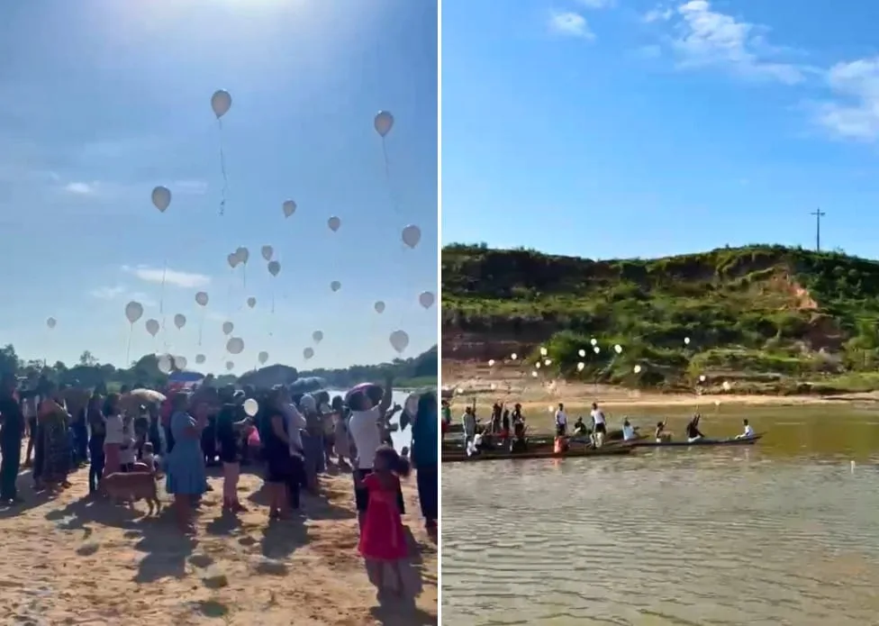 Familiares e amigos soltam balões em homenagem a criança desaparecida