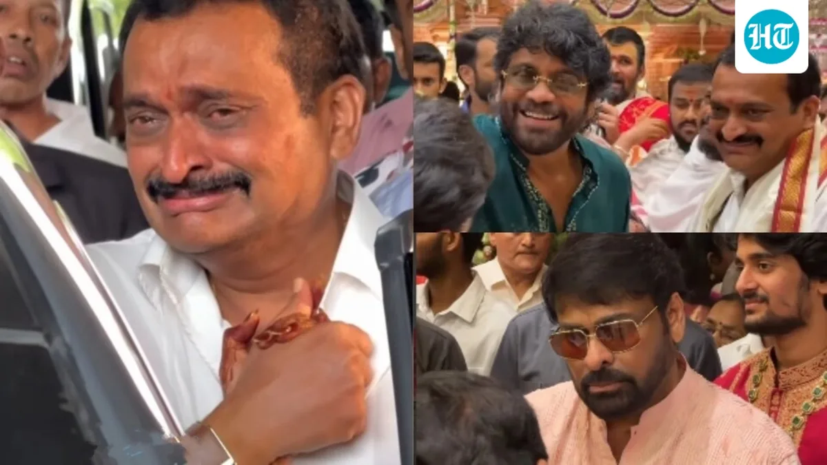 Bandla Ganesh breaks down at daughter's wedding; refuses to let go of her hand. Chiranjeevi, Nagarjuna, Venkatesh attend