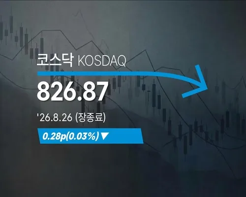 [코스닥] 0.28p(0.03%) 내린 826.87(장종료)
