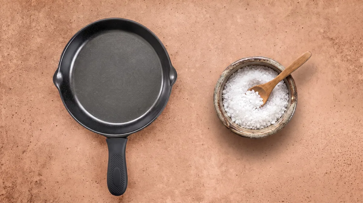 El truco con sal para no tirar tus sartenes viejas: si la comida se te pega o quedan trozos incrustados, usa este método para darle una segunda vida