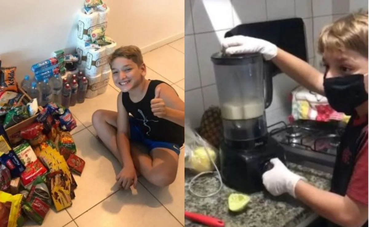 Menino de 11 anos vende pavês para ajudar famílias de sua comunidade