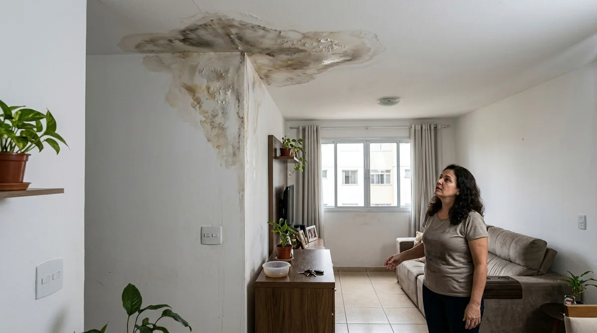 Morador reforma o banheiro do sexto andar e troca toda a tubulação, vizinha do apartamento de baixo encontra o teto molhado e móveis danificados, mas o teste de estanqueidade aponta uma falha que não existia antes da obra