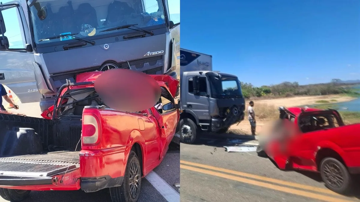 Colisão entre carro e caminhão deixa dois homens mortos no interior do Ceará