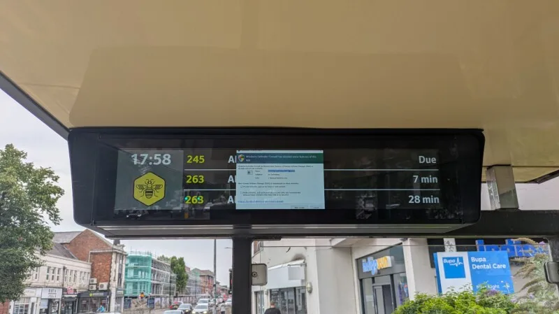 Next bus to Altrincham delayed by Windows Defender