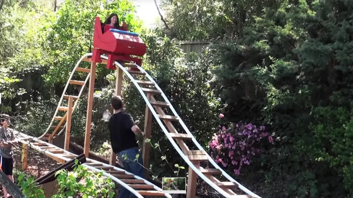 California father builds 180-foot backyard roller coaster after son asks for one