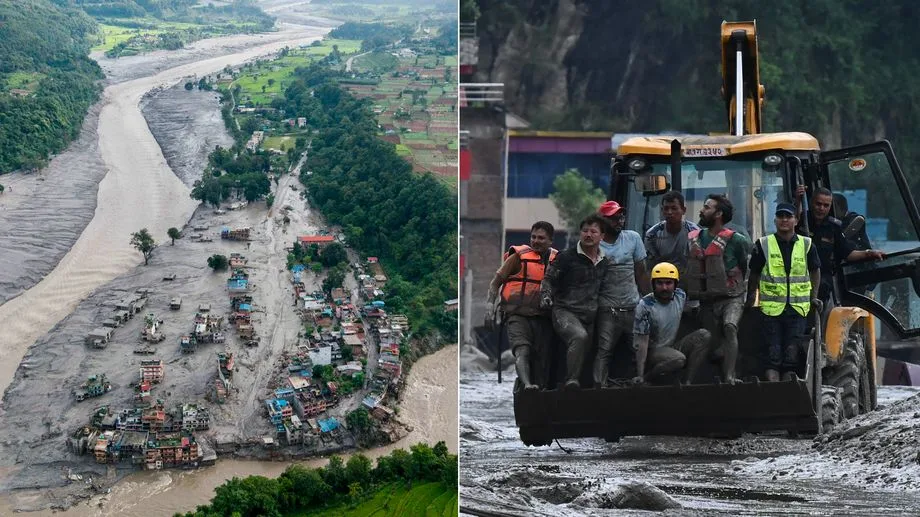 Crue dévastatrice au Népal et au Tibet : les images impressionnantes de la coulée de boue qui a fait au moins 180 morts