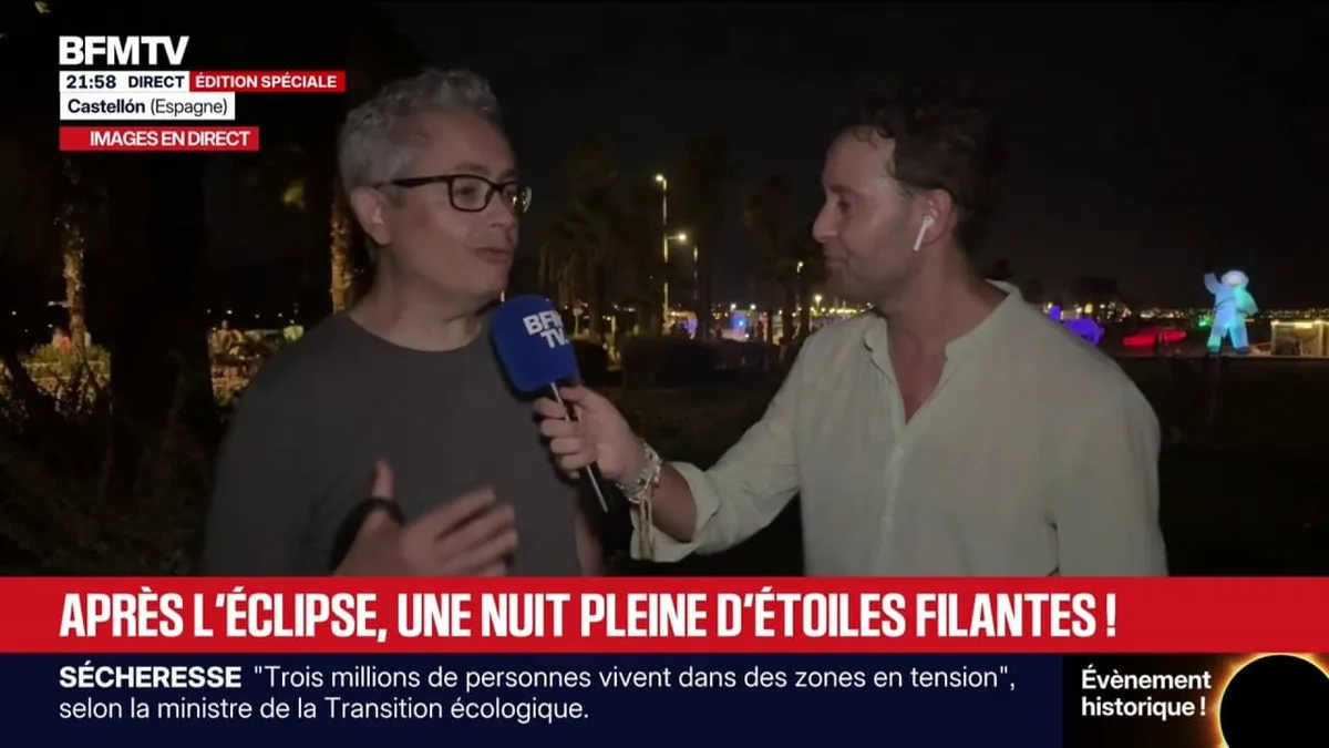 Éclipse solaire: "C'était vraiment impressionnant, un moment unique", raconte Xavier, venu pour l'occasion à Castellón (Espagne)