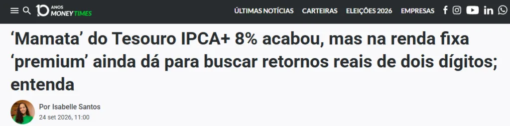 Tesouro IPCA+ valorizou mais de 14% com resultado das urnas; veja como aproveitar as oportunidades na renda fixa antes do 2º turno