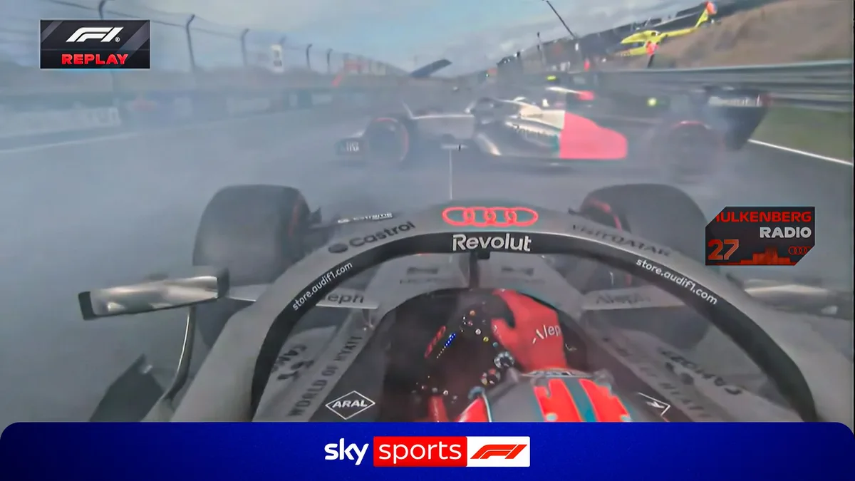'It's reflex!' | Incredible pictures show Hulkenberg narrowly avoid team-mate!