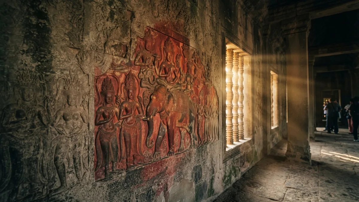Pinturas quase invisíveis em Angkor Wat reapareceram quando uma técnica criada para imagens de satélite aumentou diferenças mínimas de cor