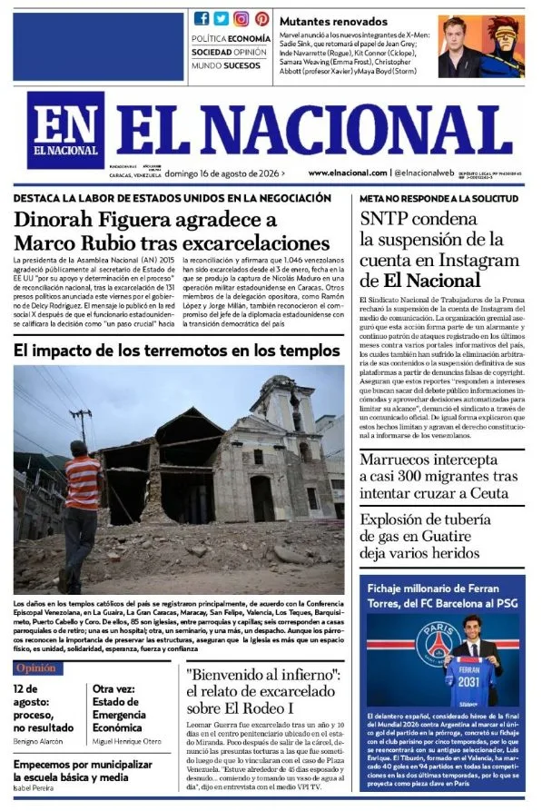 Portadas de este domingo 16 de agosto de 2026