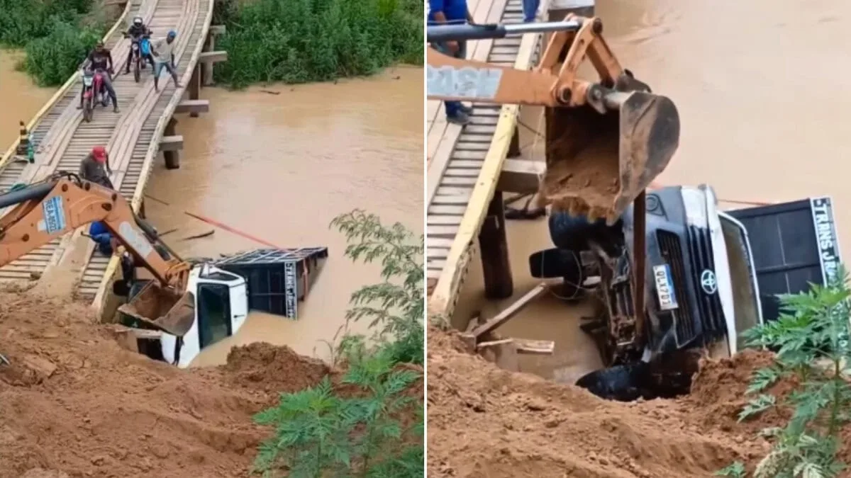 Veículo cai em rio após motorista perder controle em ladeira na Transacreana