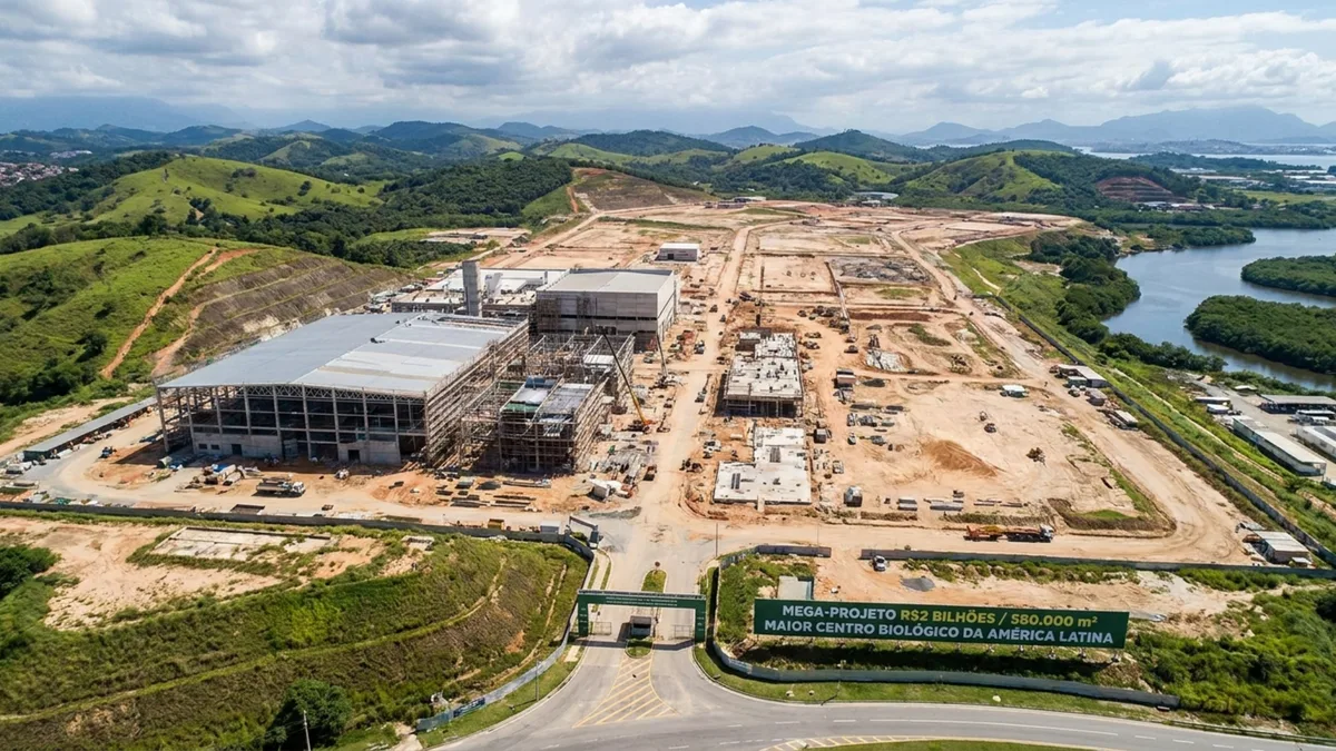 Megaobra de R$ 2 bilhões ocupa terreno de 580 mil m² no Rio de Janeiro para erguer o maior centro de produção de biológicos da América Latina