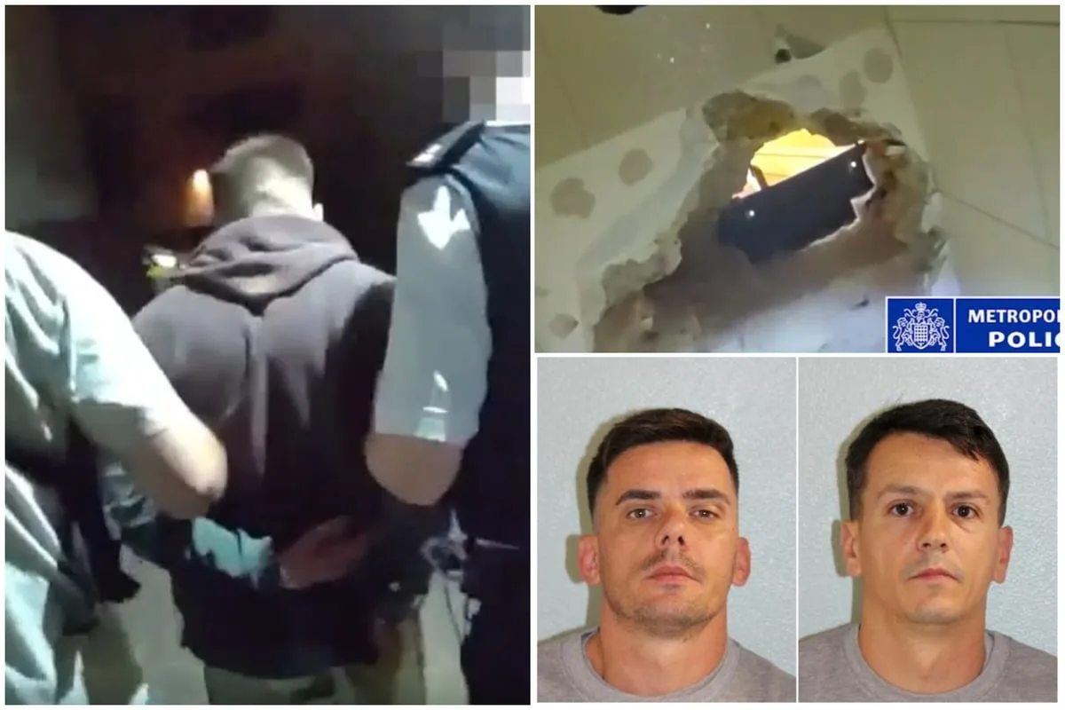Moment crime gang busted by police trying to tunnel way into London jewellers in brazen heist