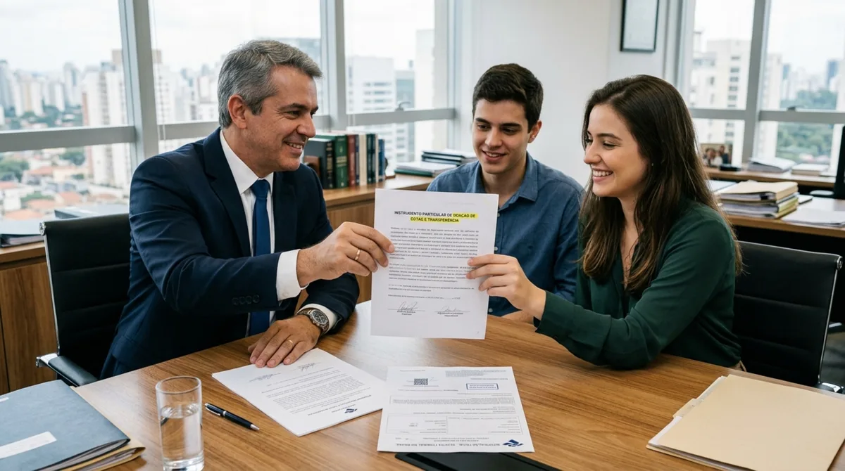 Pai transfere cotas da empresa para os filhos ainda em vida para evitar briga futura e a Receita Federal enquadra a operação como doação com imposto retroativo