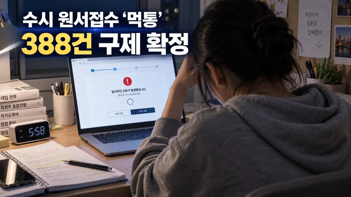 수시 원서접수 ‘먹통’ 388건 구제 확정… 교육부 “188건 추가 검토 중”
