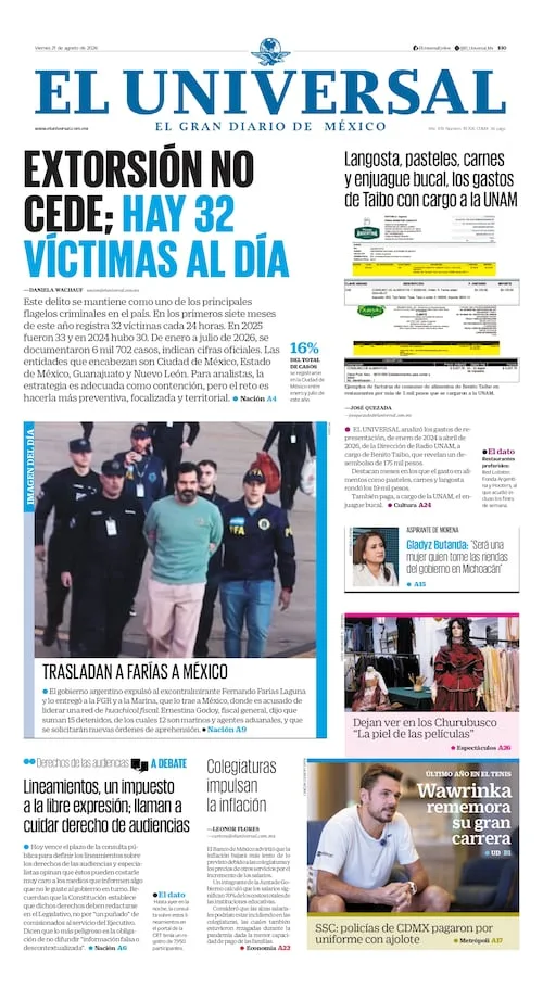 Portada impresa del 21 de agosto de 2026