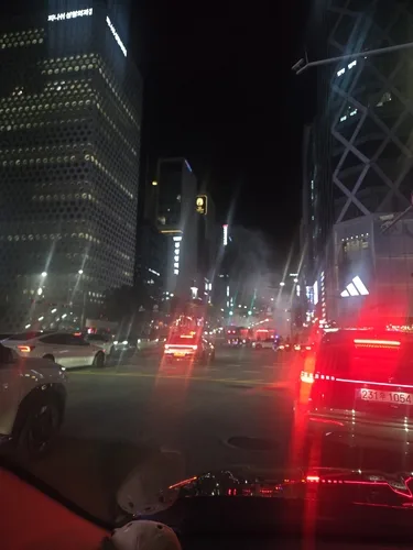 신논현역 사거리 달리던 1t 트럭에서 불…심야 교통혼잡