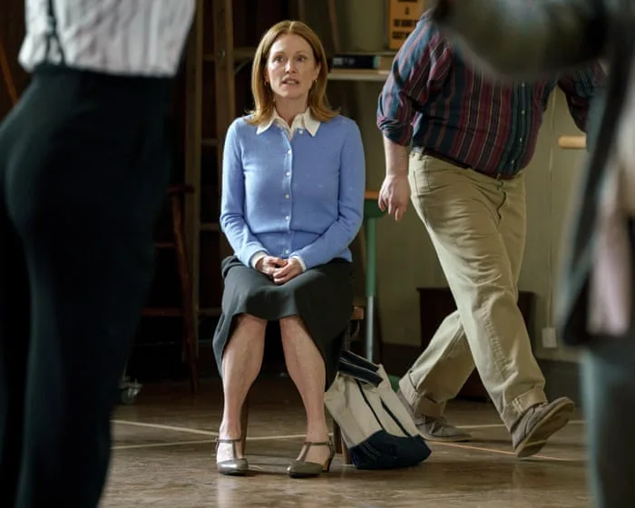 The Debut review – Julianne Moore is a thrill in Jesse Eisenberg’s oddball comedy