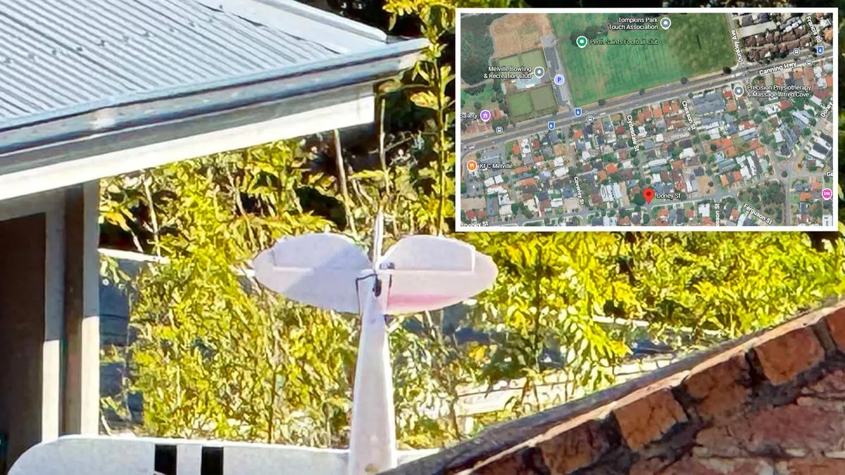 Mystery deepens after remote-controlled HobbyZone plane crash-lands on Doney Street roof in Alfred Cove