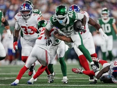 Jets' Chip Trayanum hospitalized with neck injury after early TD in 23-6 preseason loss to Giants