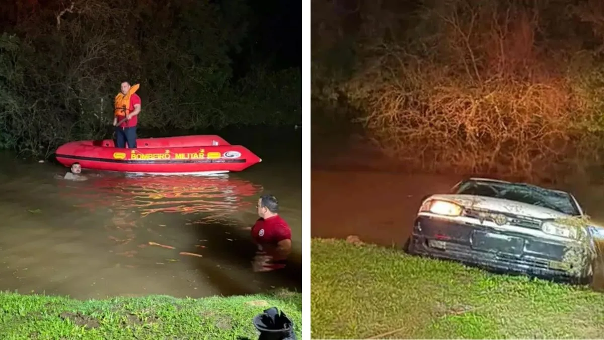 Casal morre no RS após carro cair em sanga durante cheia de rio em Dom Pedrito