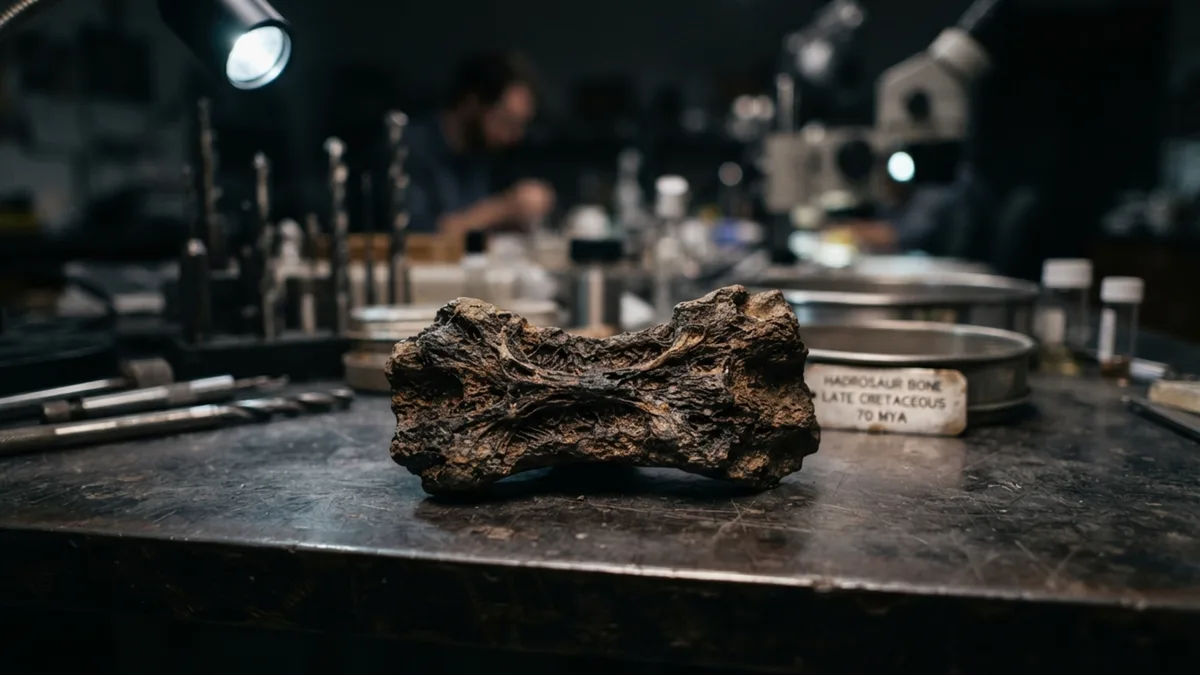 Perfuração feita para testar aquecimento de um prédio atravessa mais de 230 metros de rocha e encontra por acaso um fóssil de dinossauro com quase 70 milhões de anos