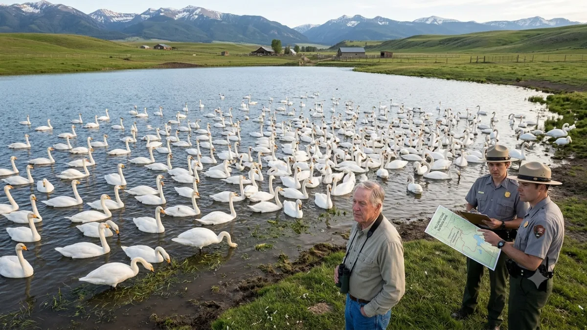 Montana landowner bought 2 mute swans, decades later flock of 120 threatened Yellowstone