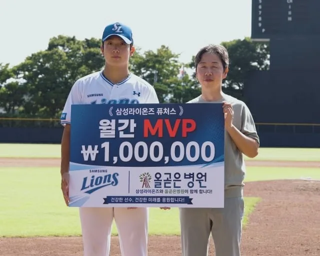 ‘4G 1세이브 2홀드 ERA 0.00’ 삼성 우승완, 올곧은병원 퓨처스 8월 월간 MVP 선정