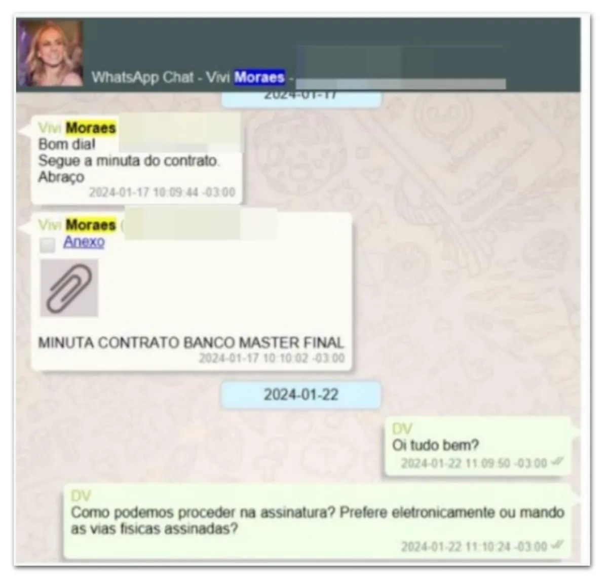Moraes editou contrato de R$ 131 milhões entre sua mulher e Vorcaro