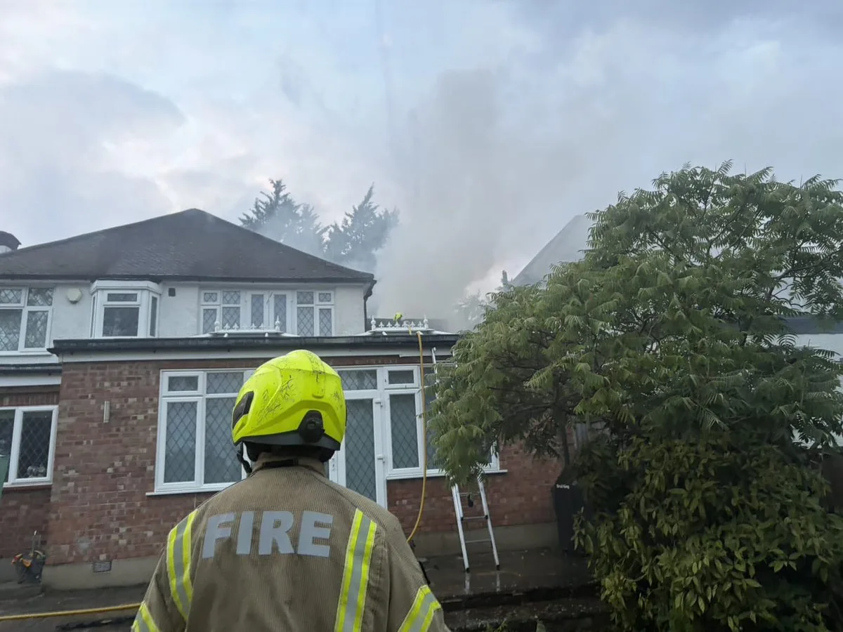 Fire rips through house in north London with roof completely destroyed