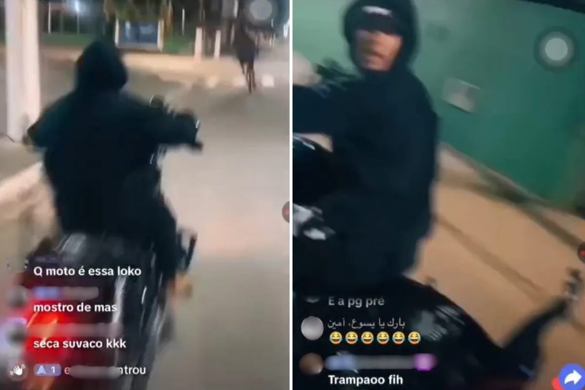 Bandidos fazem live pra mostrar furto de moto no litoral de SP; VÍDEO