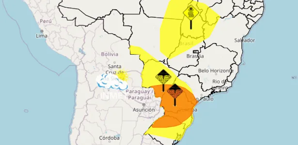Sul terá chuva e temporais no fim da semana; calor predomina no Brasil