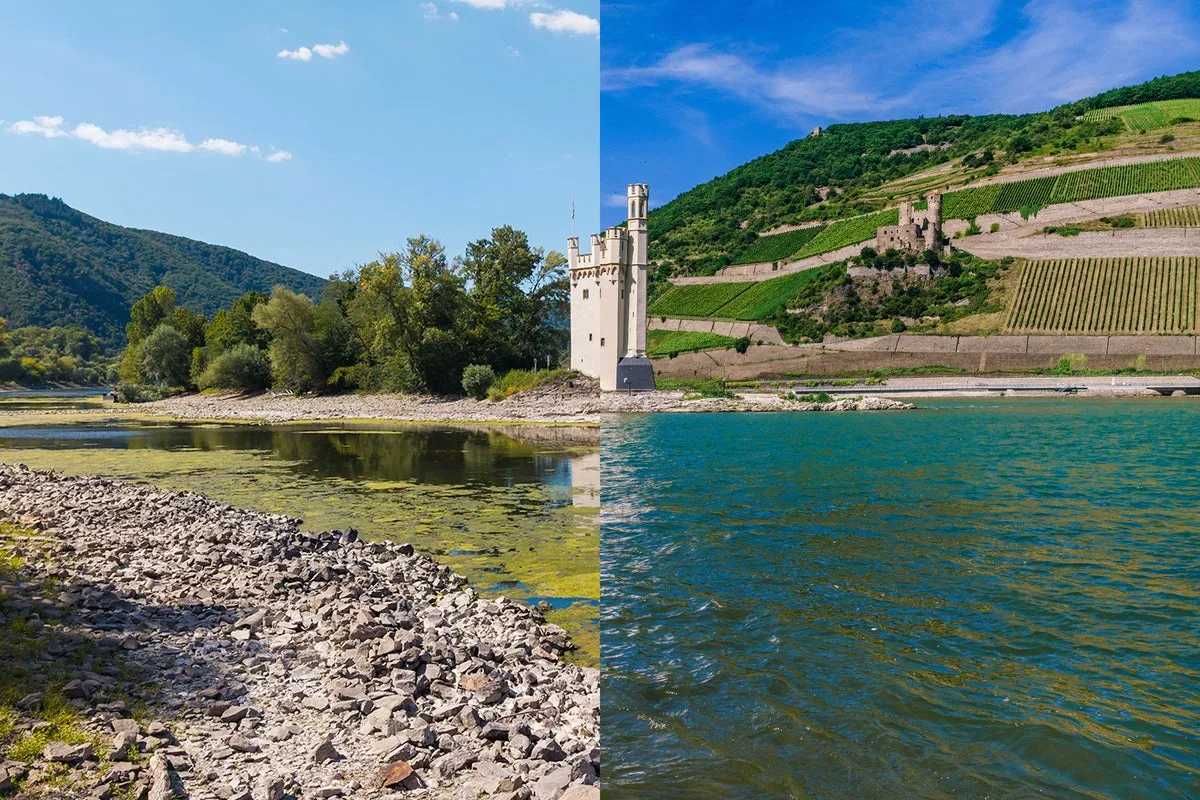 Before and after photos show how Europe is drying up in the deadly heatwaves
