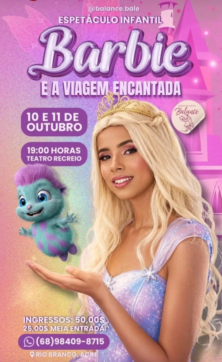 Studio Balancé leva espetáculo “Barbie e a Viagem Encantada” ao Teatro Recreio