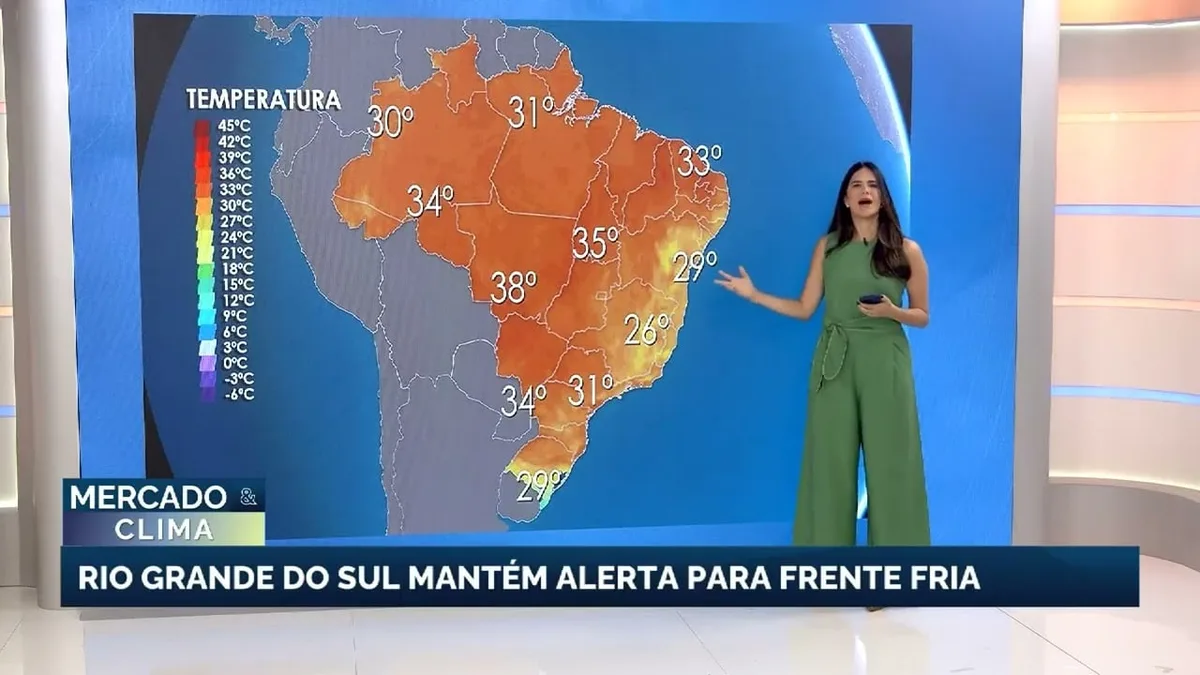 Frente fria provoca chuvas no Sul enquanto calor aumenta no Centro-Oeste