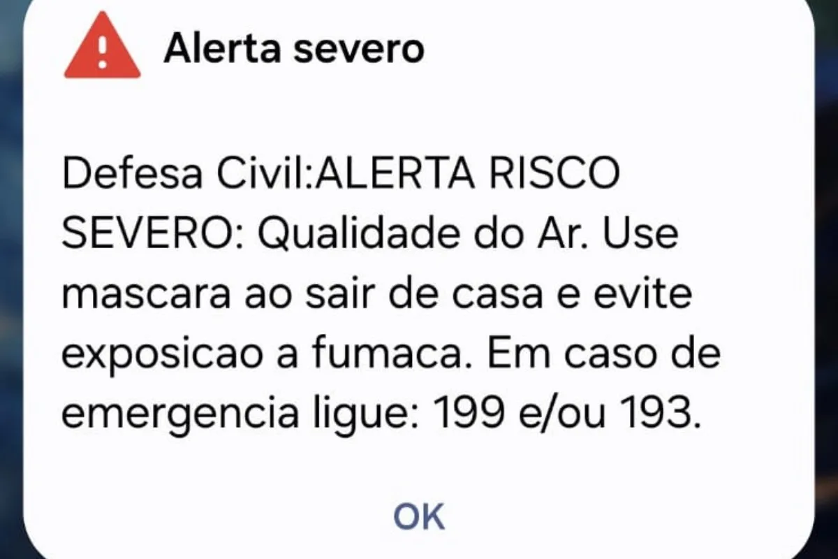Defesa Civil envia alerta para celulares após piora da fumaça em Manaus