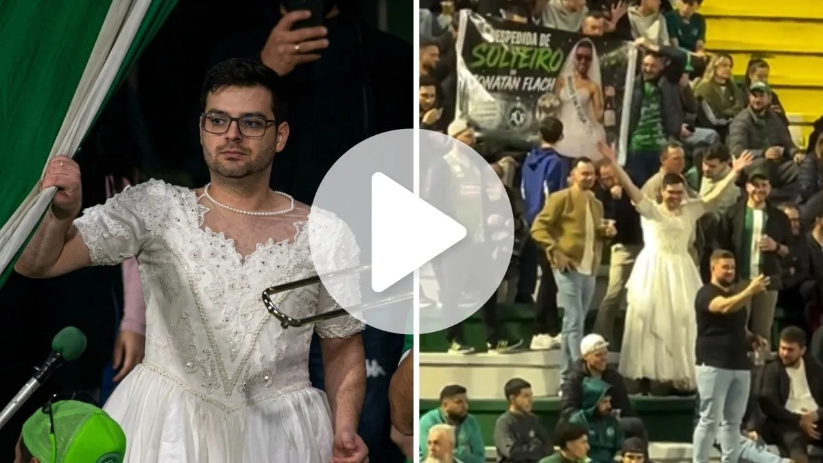 VÍDEO: Torcedor vestido de noiva vira destaque na partida entre Chapecoense e São Paulo