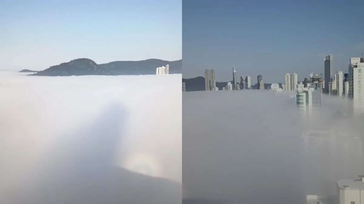 VÍDEO: nuvens 'engolem' arranha-céus e Balneário Camboriú 'some' durante nevoeiro marítimo