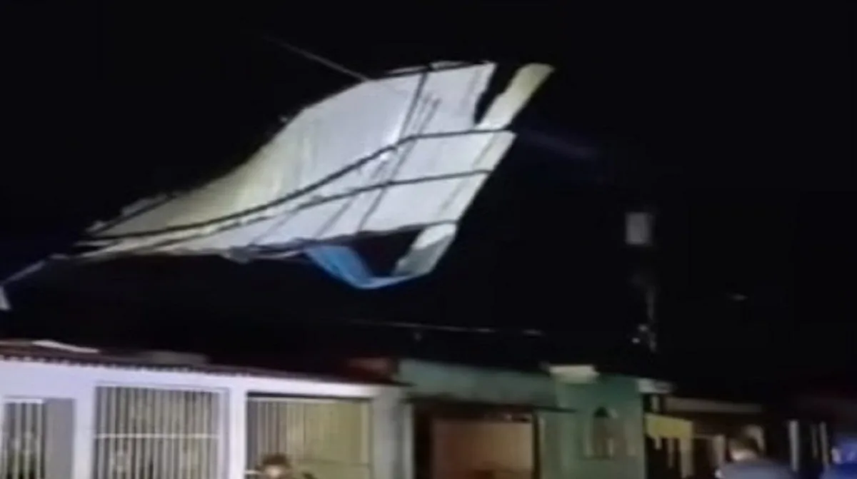 VIDEO: techo colapsó y cayó sobre el tendido eléctrico durante las fuertes lluvias en Valencia