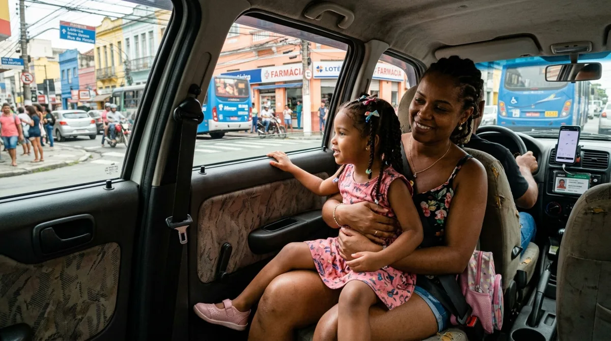 Motorista de Uber aceita um passageiro a mais com criança no colo e descobre que até crianças entram na lotação do carro e geram infração na viagem