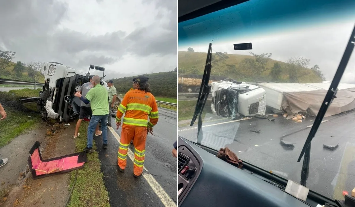 Motorista morre após caminhão tombar na BR-101 no Sul do Espírito Santo