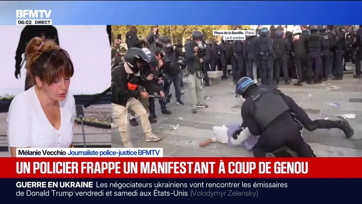 Colère des lycéens: un policier porte un violent coup de genou au visage d'un manifestant, une enquête interne ouverte