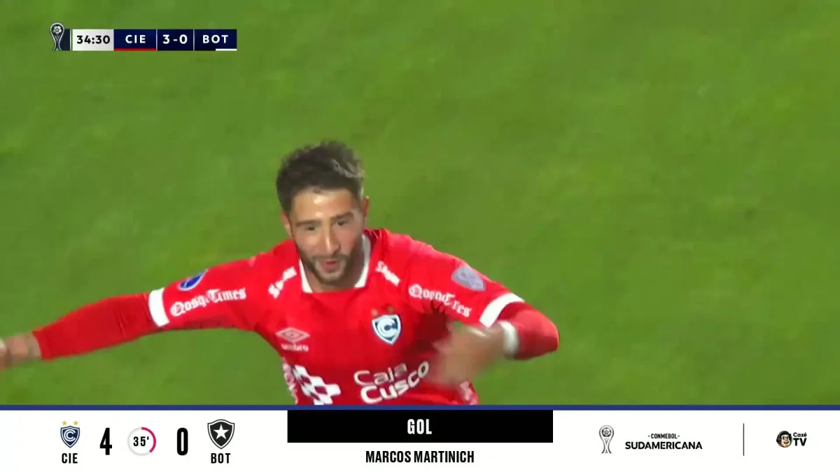 Martinich acerta um foguete de longe e marca o quarto do Cienciano sobre o Botafogo; veja o lance