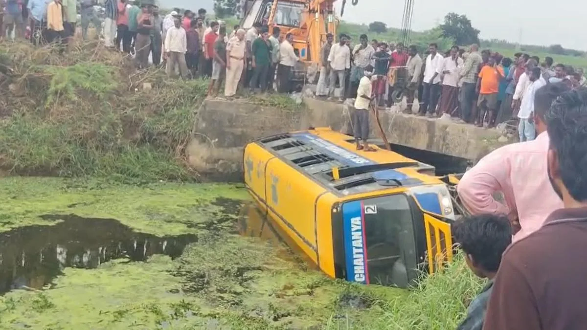 School bus overturns into canal in A.P.’s NTR district, six students injured in accident