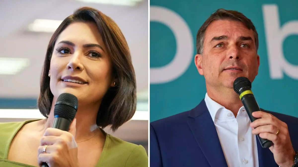 Michelle grava vídeo de campanha com Flávio Bolsonaro e diz que colocaram 'pedra em atrito'