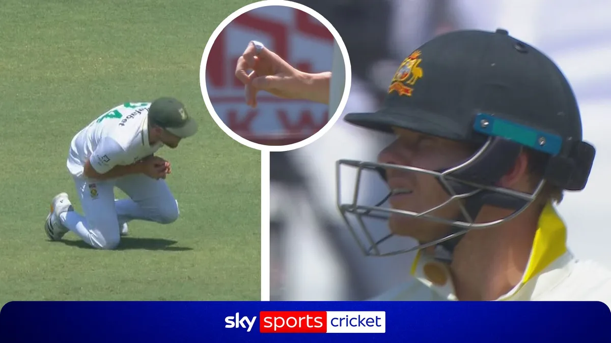 Smith rapped on fingers then gets out in South Africa