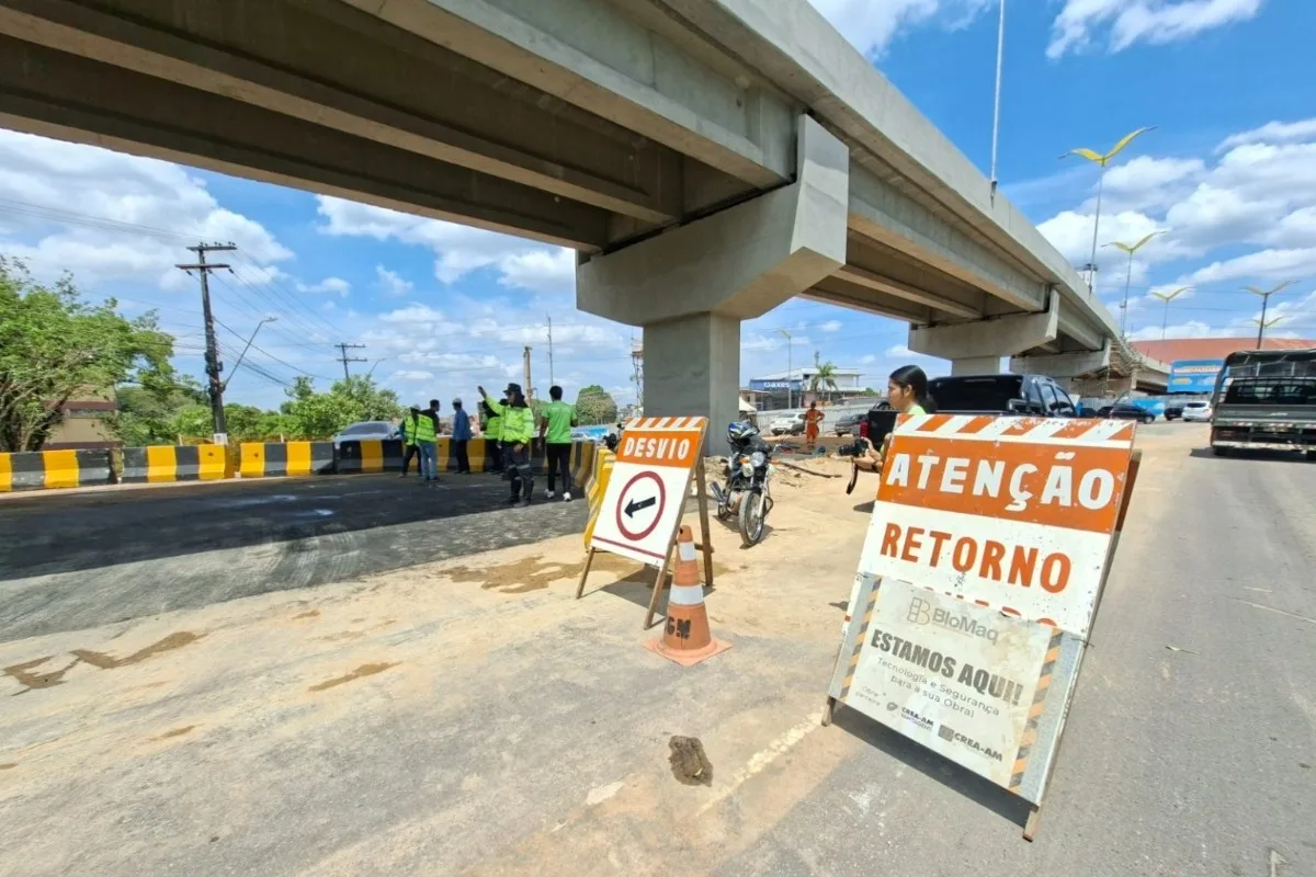 Nova alça de retorno no complexo viário Passarão é liberada para motoristas em Manaus