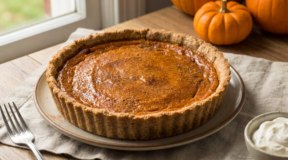 Receta de tarta de calabaza con masa integral, rápida y fácil