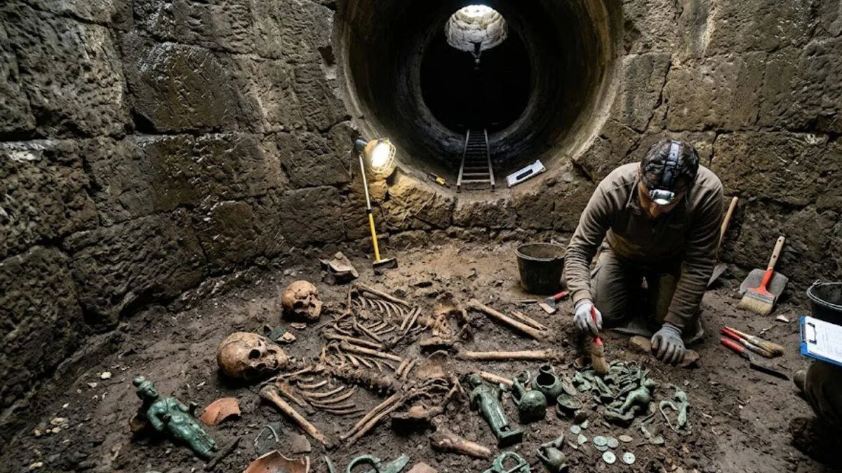 A 2,500-year-old sacred well in Italy hid bronze offerings and two human skeletons